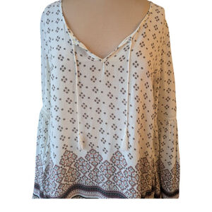Aeropostale Long Sleeve Boho Blouse Tassel Tie Women's Sz Small Bell Sleeve NWT